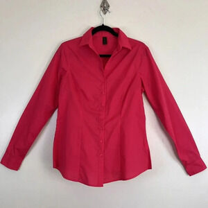 Piazza Italia Women's Button Up Fuschia Cotton Shirt L